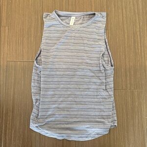 Athleta Blue and blue/Gray Striped Muscle Tee